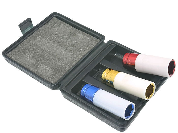 WielDoppenset300_LRG.jpg 3 piece 1/2 Inch Socket Set with Plastic Sleeve for safe removal of wheels (all cars) - Image 1